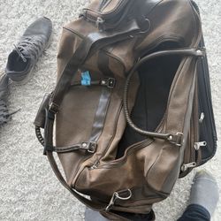 Brown Faux Leather Duffel Bag – Large Travel / Gym Bag