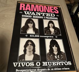 Ramones Wanted Poster 24” X 36” - 1999 