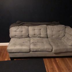 2 Piece Suede Sectional Grey Couch