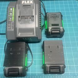 Flex 24v 3 2.5 Ah Batteries And Charger 