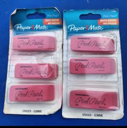 2 pink packs erasers