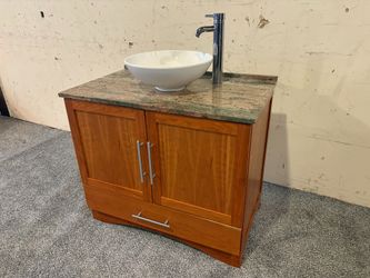 37″ Wide Vanity in Maple with Ceramic Vessel Sink