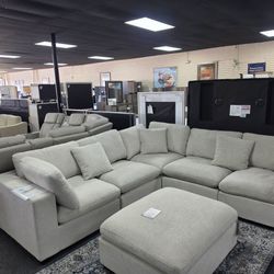 Light Gray Fabric Modular Sectional Sofa with Ottoman 🚚WE DELIVER🚚