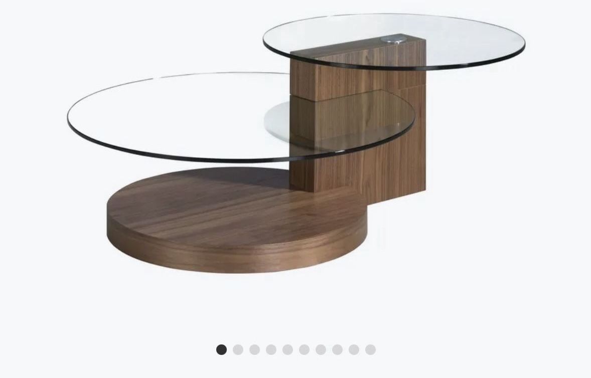 Glass & Wood Coffee Table Cocktail Table
