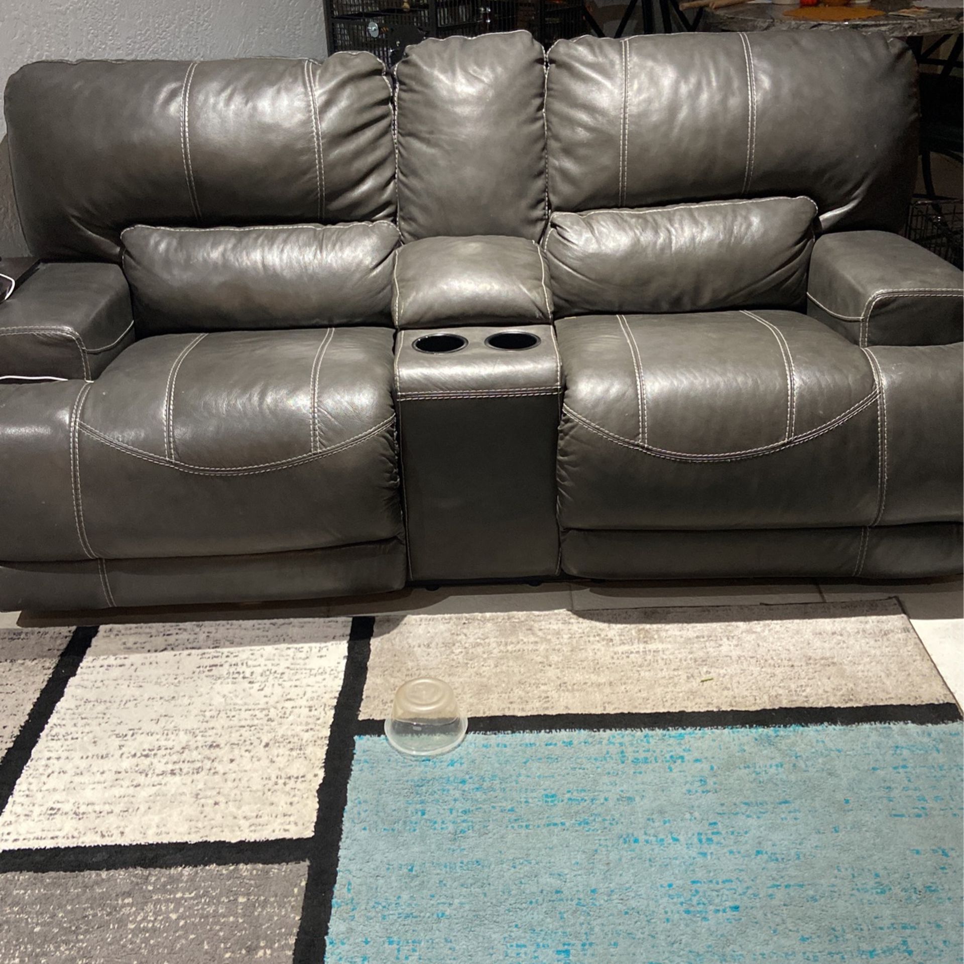 Grey sectional couch all leather 
