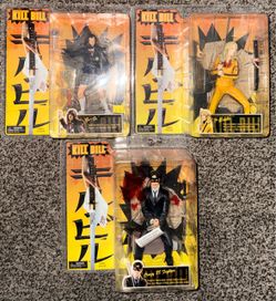 NEW NECA KILL BILL, 7”, 3 ACTION FIGURES, THE BRIDE, GO-GO, AND CRAZY 88 FIGHTER, REEL TOYS! A76