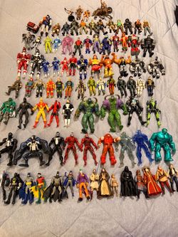 Used vintage & Newer action figure toy  lot Star Wars  Gi Joe WWE WWF DC Super Heroes Marvel Super Heroes C.O.P.S. Power Rangers