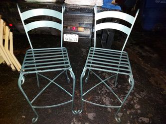 2 Metal Stools Teal Color 29.5" H (Seat) 46" (Back) x 18" W x 18" D 45