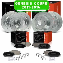 🚗 NEW Drilled & Slotted Brake Rotors + Pads – Hyundai Genesis Coupe (2010, 2011, 2012, 2013, 2014, 2015, 2016) | 2.0T & 3.8