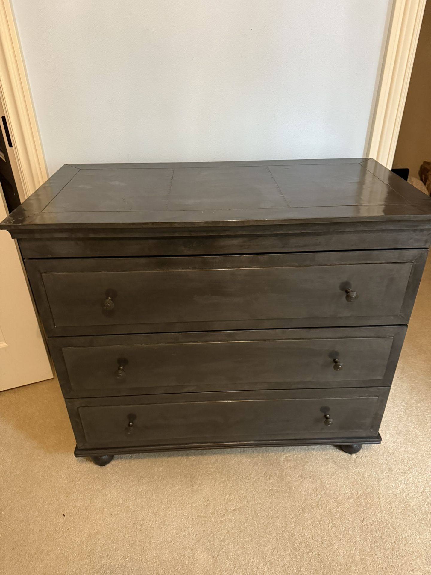 Industrial Metal-Top 3-Drawer Dresser Rustic Gray Chest of Drawers