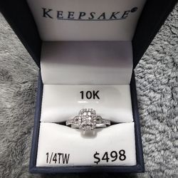 1/4 Carat T.W. Diamond "Attraction" Women's Engagement Ring in 10k White Gold by Keepsake