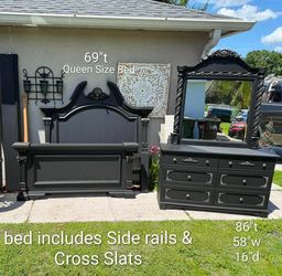 5 Piece Gothic Style Matte Black Bedroom Set