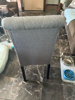 6 grey fabric dining chairs