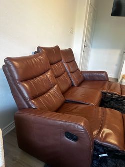 European Made Genuine Leather Sofa – Like New