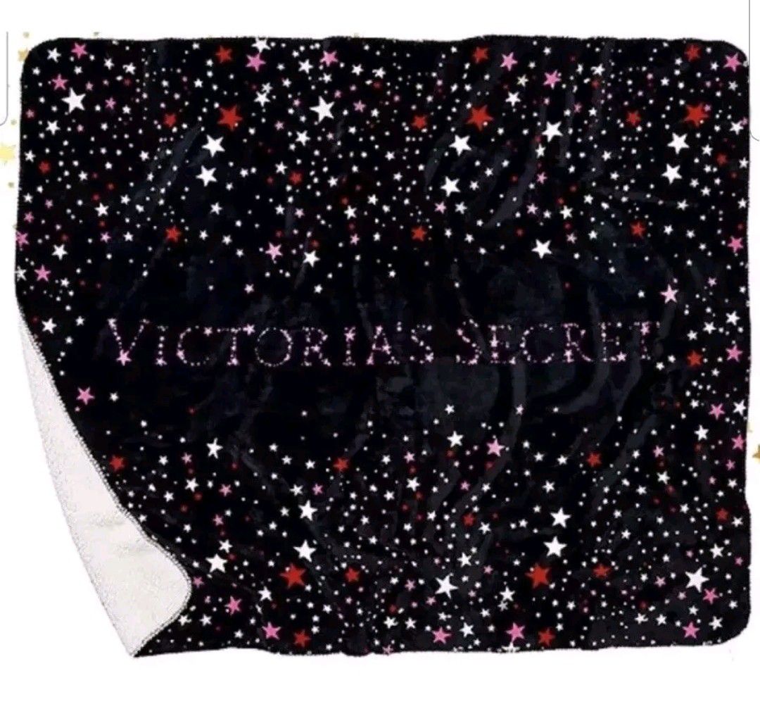Victoria's Secret Starry Sherpa Blanket  Brand new. 100% Authentic. Faux fur on one side, plush on the other. Softest Blanket ever! 50"W x 60"L