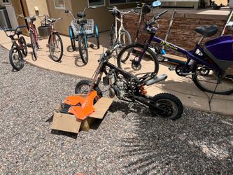 Bikes, dirt bike and Go-Ped lot