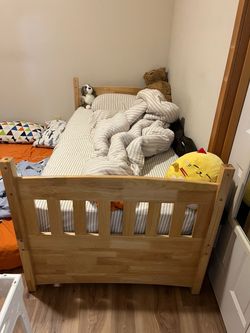 Twin bed frame honey wood