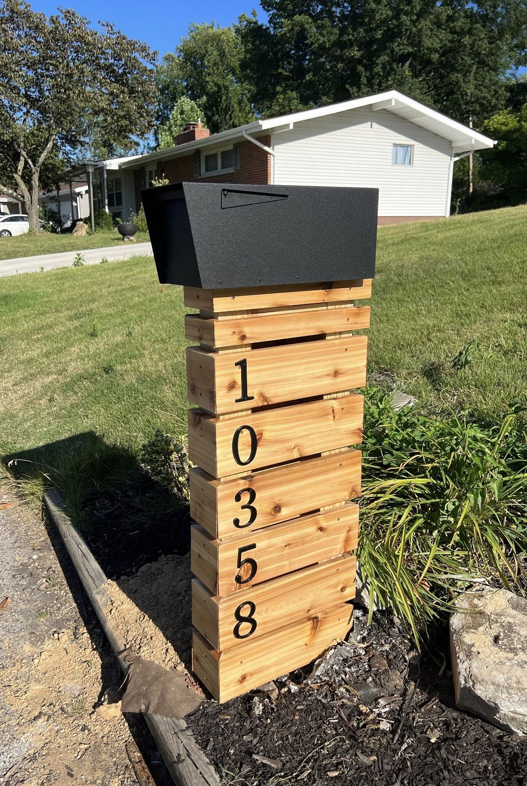 Mailbox Custom House Numbers Modern Outdoor Home Yard Decor
