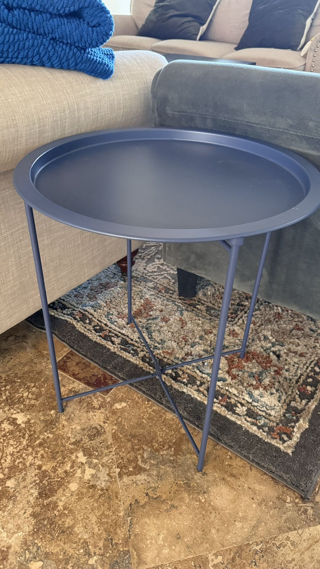 BLUE SIDE TABLE SET 19.7 X18.5” -LOCATED IN CONWAY