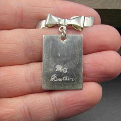 Sterling Silver Tarnished Worn Bow Brother Pin Brooch