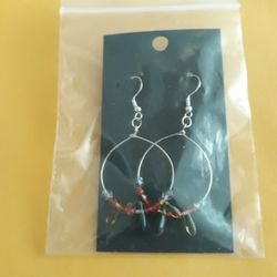 Handmade Beaded Sterling Silver  Dangle Earrings 