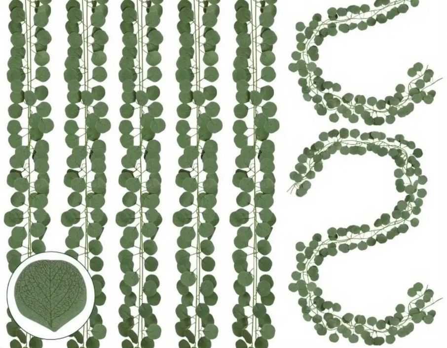 12 Pcs Artificial Eucalyptus Garland Greenery Leaves Silk Vines 7 Ft Long | Party Wedding Reception Event Home Decor 🌿🌱🍃