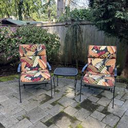 Outdoor Patio Chair Set w/ Table + Cushions + Cover (Stackable)