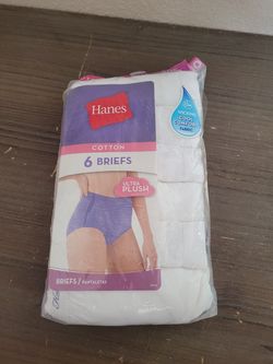 Hanes Cotton Briefs Womens Size 10 WHITE Tagless Wicking Cool 6 pk NEW