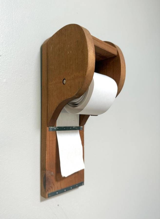 Vintage Wall Mount Wood Paper Roll Dispenser Kitchen Notes Farmhouse Decor