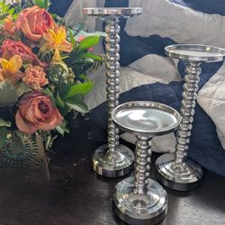Pomeroy Urban Polished Bubble Pillar Candle Holder. Set of 3.