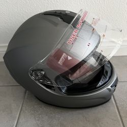 Helmet With Dark visor Silver Color Dot New 