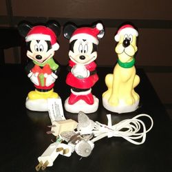 Lighted 8" Disney Christmas Decorations  - Pluto Minnie & Mickey