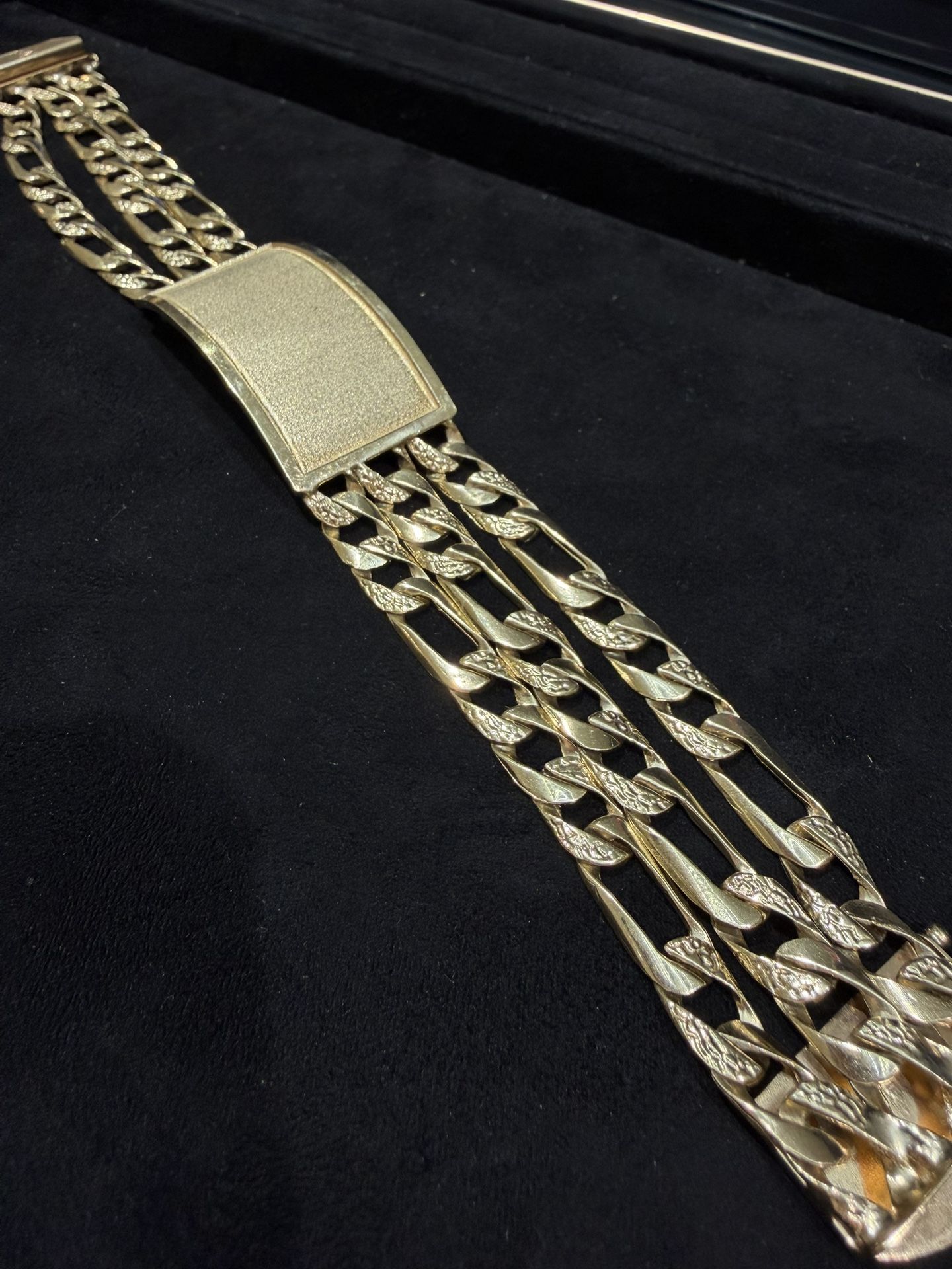 14k solid gold three line bracelet
