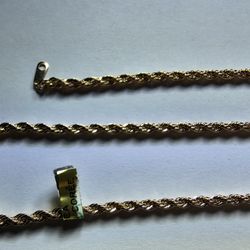 18 Inch Gold Plated Necklace With Matching 7 Inch Bracelet 