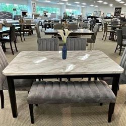 Pascal Dinings Sets Tables 4 Velvet Chairs and Benchs