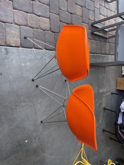 Orange Mid-Century Modern Eames Style Chairs – Set of 2
