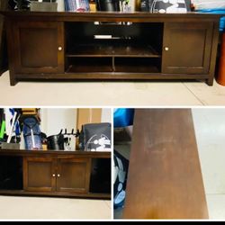 TV CONSOLE - medium brown wood……72"L x 20"D x 25"tall