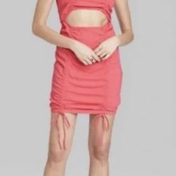 Women’s Sleeveless Cut Out Ruched Front Bodycon Dress