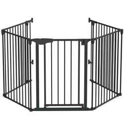 134 Inches Wide Configurable Baby Gate, Fireplace Safety Fence/Guard, Adjustable 5-Panel Metal Play Yard for Toddler/Pet/Dog, Christmas Tree Fence, In