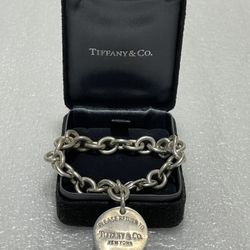 Please Return To Tiffany & Co. 925 Sterling Silver 7" Bracelet with Round Tag