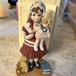1982 Jan Hagara "Lydia And The Shirley Temple Doll " Porcelain Figurine