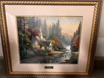 Thomas Kinkade “The Forest Chapel” Framed Art Print – Large