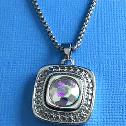 Sparkling AB Crystal Pendant with Adjustable 16” To 18” Chain *Pickup Boca Raton Or Ship Nationwide 