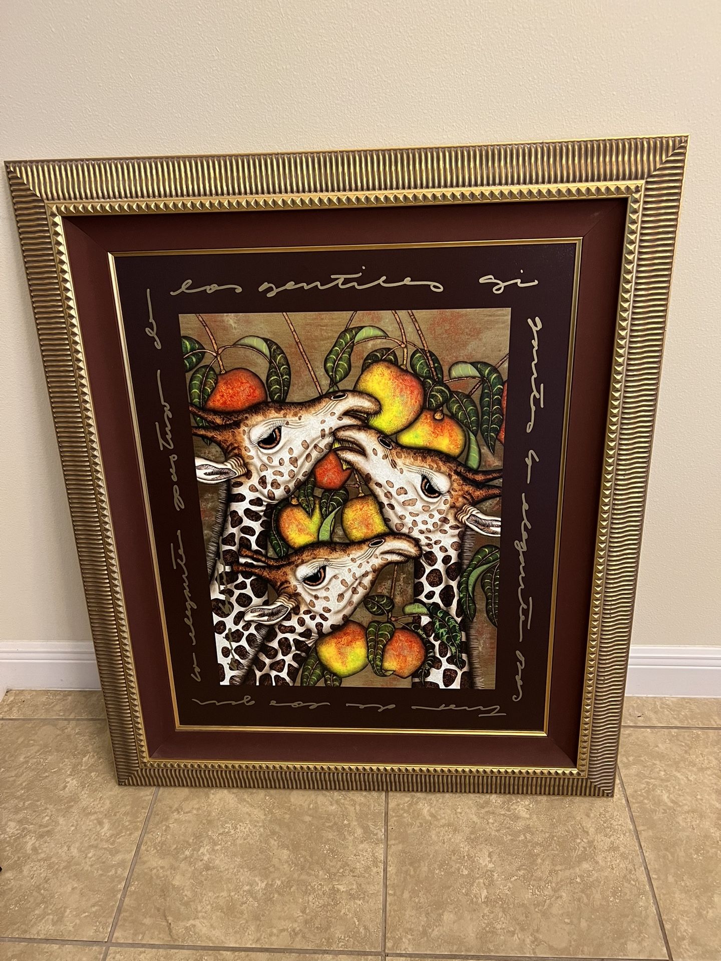 Luis Sotill -“Giraffe con Mangoes” giclee print