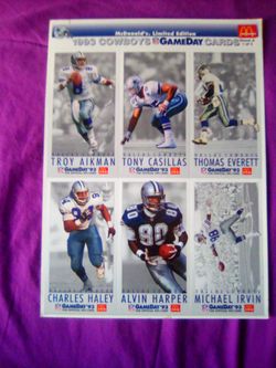 McDonald's Limited edition 1993 COWBOYS GAMe day Cards  !