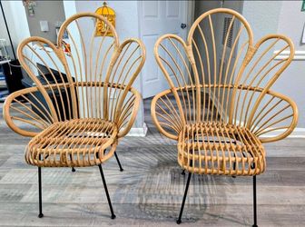 2 beautiful patio bamboo chairs  photography prop