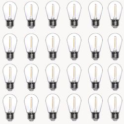 24 Pack LED S14 Replacement Bulbs for String Light, Outdoor LED Light Bulbs, E26 Base, 2200K Warm White, Non-Dimmable