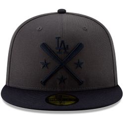 Dodgers grey black two bats hat