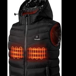 Lightweight Heated Vest for Women and Men with Detachable Hood and Battery Pack black (L)