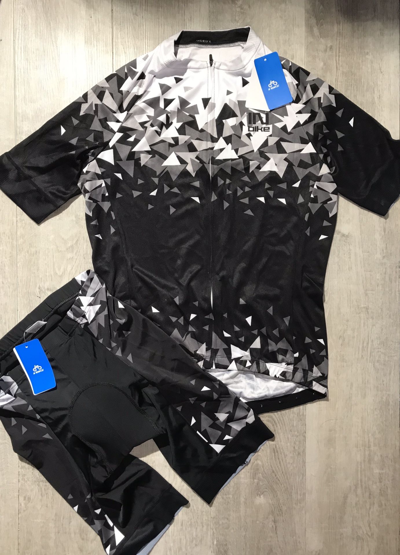 INBIKE Men Cycling Jersey Set Short Sleeve Breathable Bike Shirt with Padded Shorts/Bib Shorts